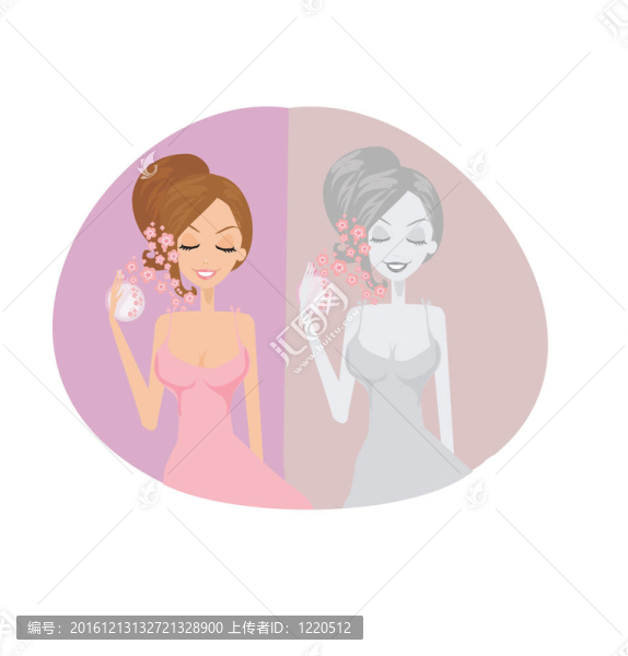 女人在自己身上噴香水