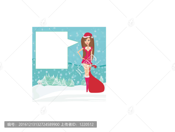 新年快樂卡與Santa女孩
