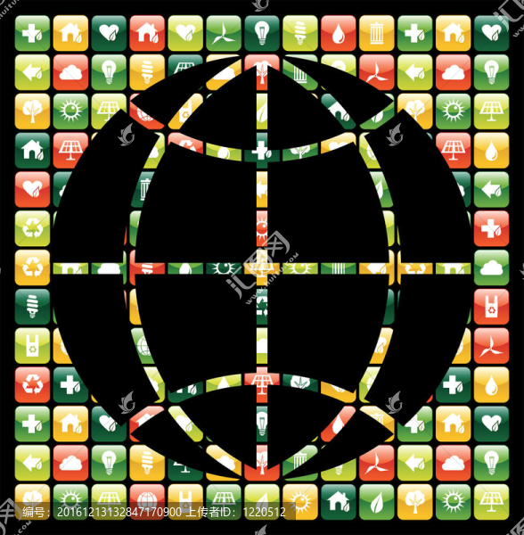 全球手機(jī)綠色應(yīng)用圖標(biāo)世界