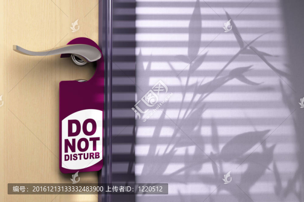 門處理程序，其書面不打擾掛在處理色調(diào)是紫色有一個(gè)木門左側(cè)和房間的文本在右側(cè)