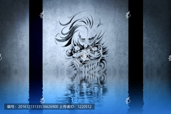 藍(lán)色墻上倒影的怪物