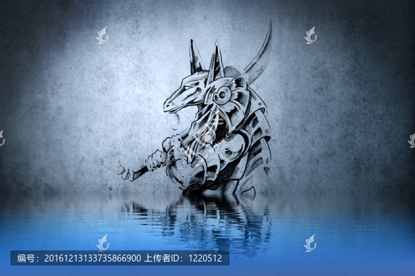 藍(lán)色墻壁上的戰(zhàn)士紋身