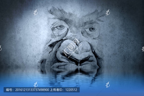 藍色墻壁上的大猩猩紋身