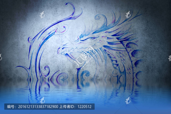 藍(lán)色墻壁上的中世紀(jì)龍紋身