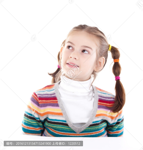 可愛的小女孩孤立在白色背景
