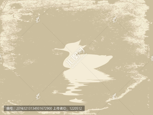 鴨在水上垃圾背景；圖