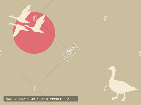 褐色背景雁；圖