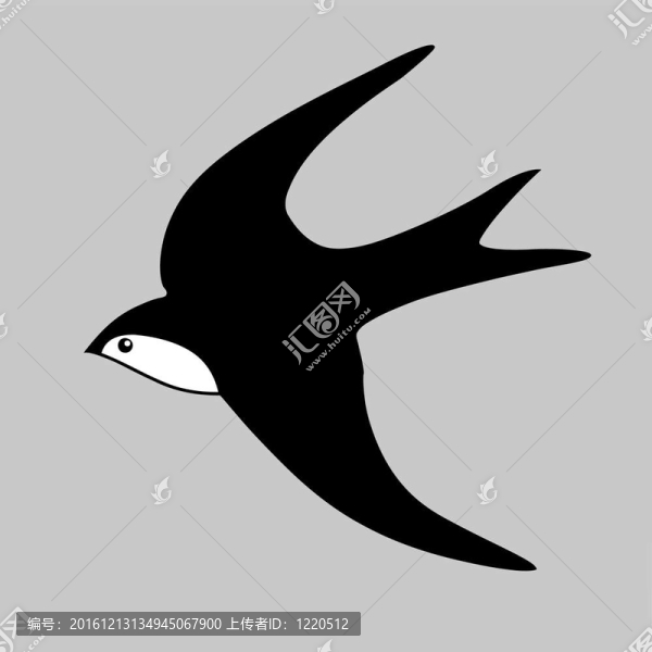 灰色背景下的燕子剪影插圖
