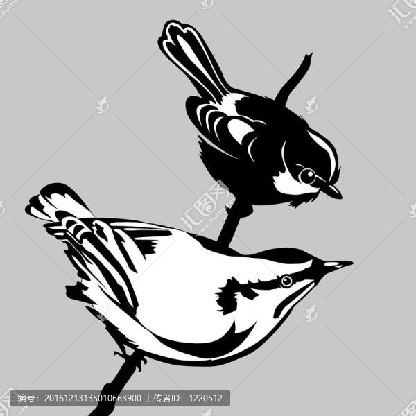 灰色背景鳥類剪影；插圖