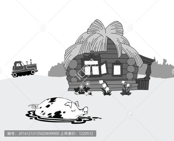豬對農(nóng)村建筑；圖