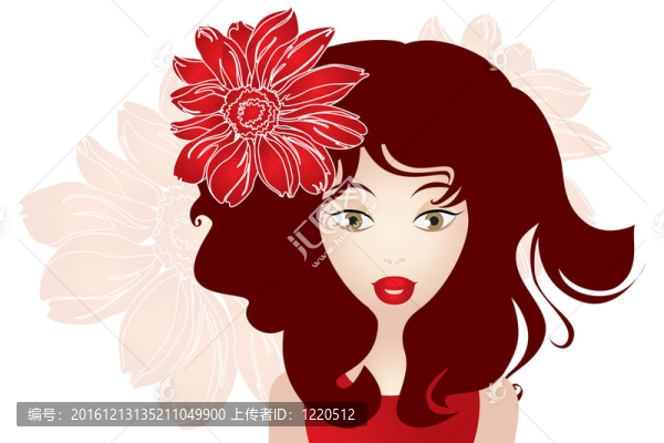 紅頭發(fā)和花的女孩