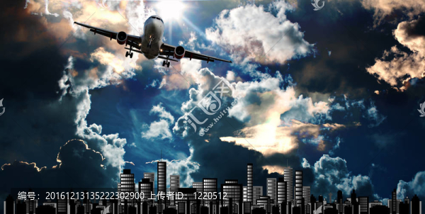 客機(jī)在戲劇性的景觀圖