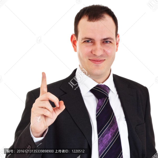 微笑商人舉起手指
