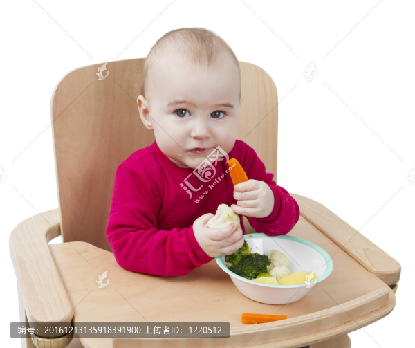 小孩在高椅上吃飯