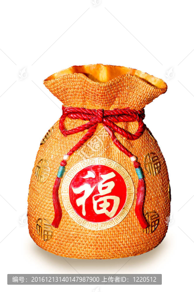 錢袋子的中國風格的雕塑，孤立在白色背景