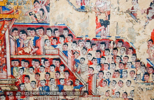 在Wat,Phra唱佛寺壁畫的古代繪畫；