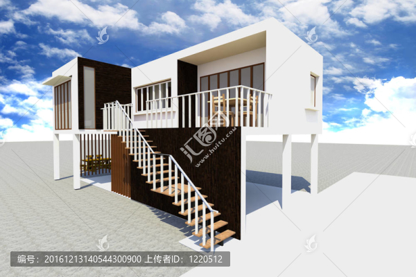三維現(xiàn)代住宅渲染