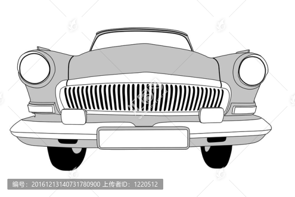 復(fù)古汽車白色背景；