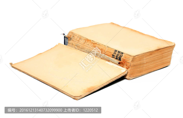 打開書在白色背景下的老化