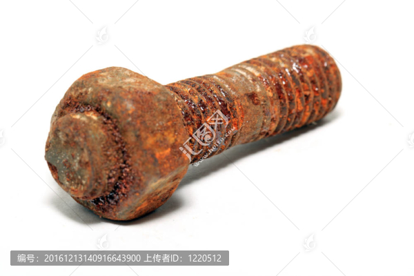 白色背景上的老化生銹螺母