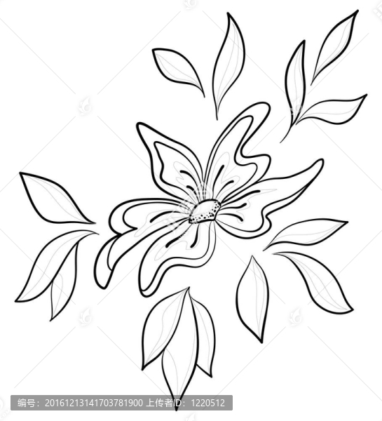 抽象花；輪廓