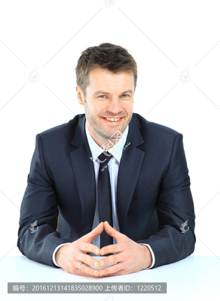 辦公桌上的商人；白色的孤立