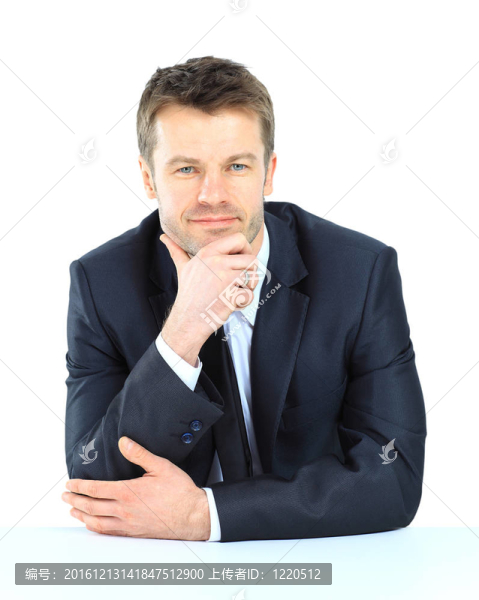 辦公桌上的商人；白色的孤立