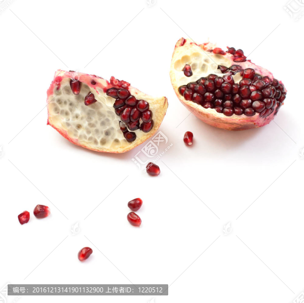 切片pomergranate白色隔離