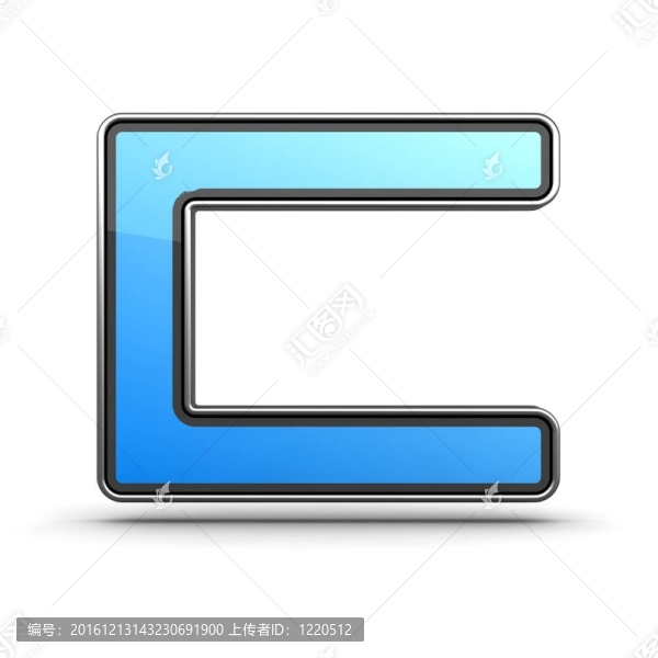 金屬邊框現(xiàn)代設(shè)計(jì)中的字母C藍(lán)色圖標(biāo)