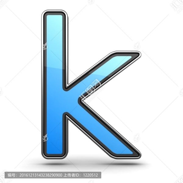 金屬邊框現(xiàn)代設(shè)計中字母K藍色圖標