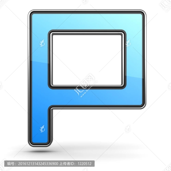 金屬邊框現(xiàn)代設(shè)計(jì)中的字母P藍(lán)色圖標(biāo)