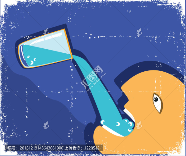 男子飲用水杯。向量的殘破的海報