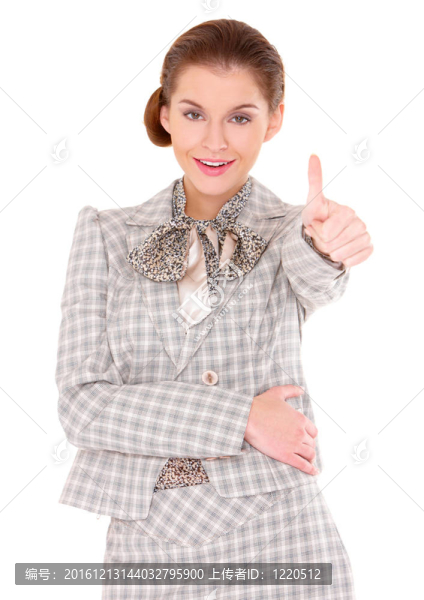 年輕的商業(yè)女性顯示拇指手勢(shì)