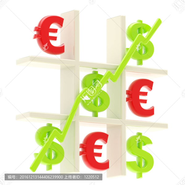 金錢：Tic,Tac,Toe由美元和歐元的跡象