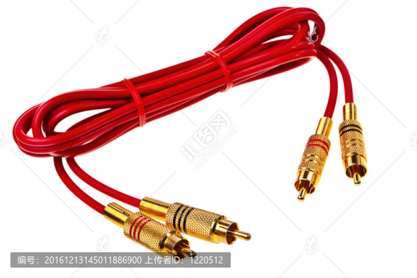 金塞隔離在白底紅色肚帶音頻電纜。