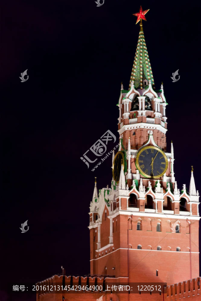 Kremlin夜晚Spasskaya塔