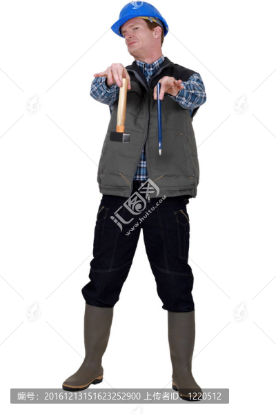 討厭的建設(shè)者持錘和鑿子