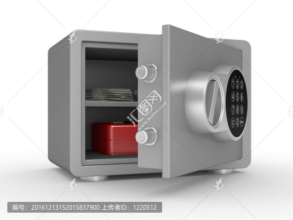打開鋼安全與金錢和文件