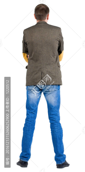 外套中的商人背影。