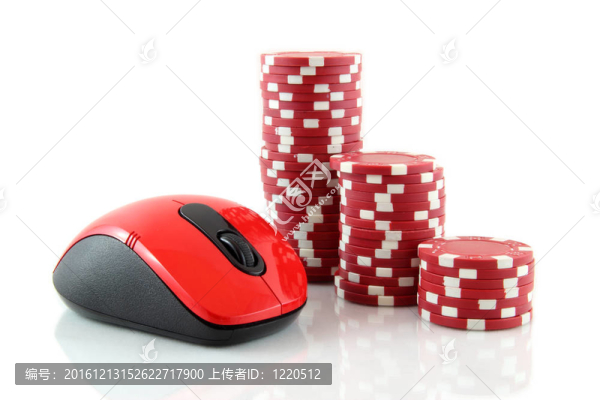 鼠標(biāo)和紅色撲克籌碼