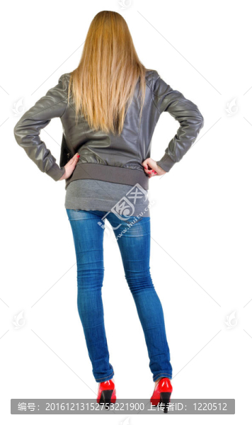 站在美麗的金發(fā)女人的背影。