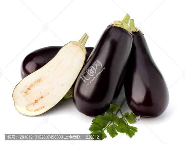 茄子、茄子和香菜葉