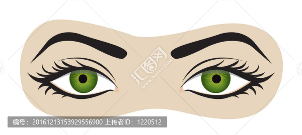 綠色眼睛用睫毛和眉毛