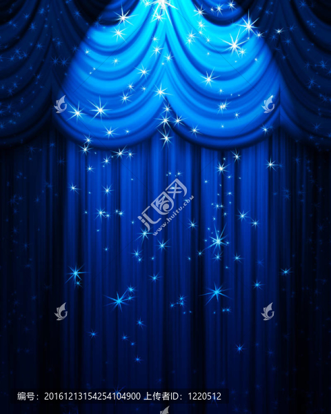 聚光燈和星星的藍(lán)色劇場(chǎng)幕布
