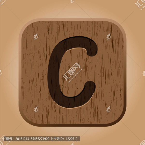 手繪木制字母c.
