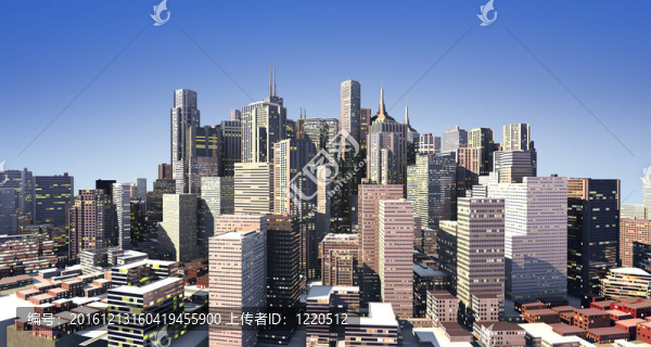 在日光下的現(xiàn)代城市景觀；但同時(shí)人工燈光