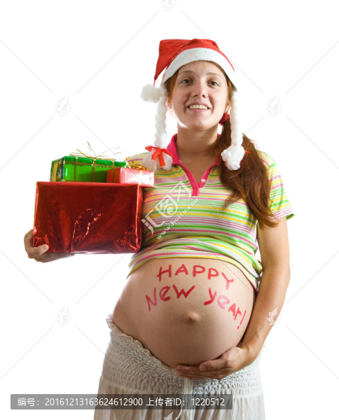 帶圣誕禮物的孕婦