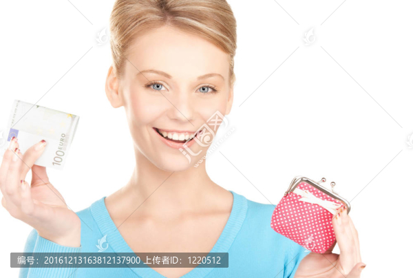 可愛的女人錢包和錢