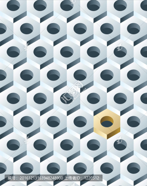 一組金色的銀螺栓。3D模式。插畫。