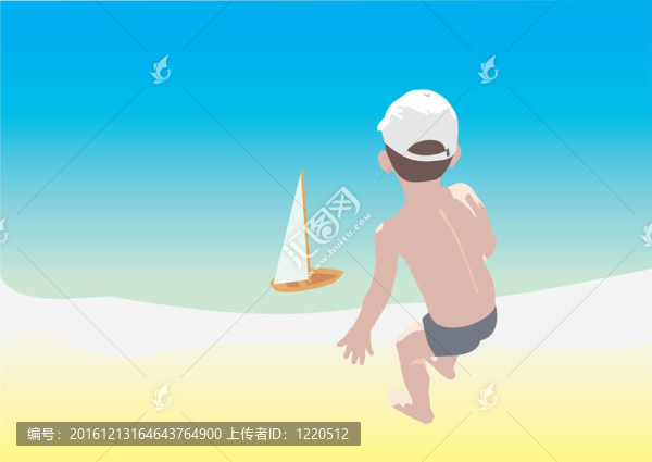 一個(gè)孩子在海邊玩耍